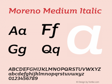 Moreno-MediumItalic Version 1.000图片样张