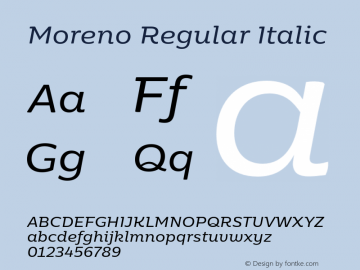 Moreno-RegularItalic Version 1.000图片样张