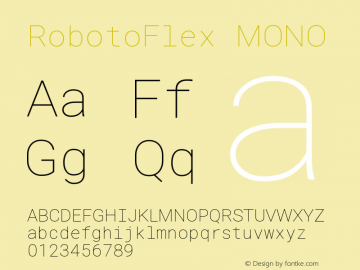 RobotoFlex MONO Version 2.000 Font Sample
