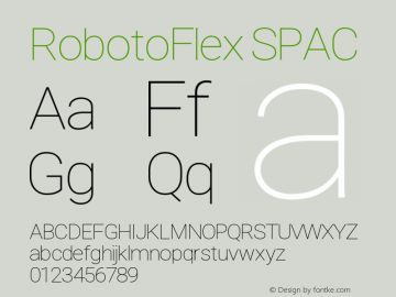 RobotoFlex SPAC Version 2.000 Font Sample