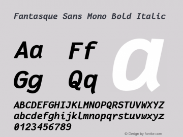 Fantasque Sans Mono Bold Italic Version 1.7.1 Font Sample