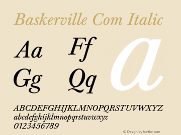 Baskerville Italic Italic Version 1.201 March 9, 2006图片样张