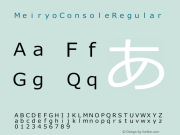 Meiryo Console Version 1.00 Font Sample