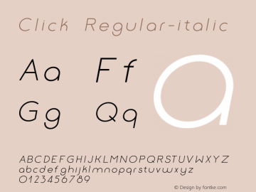 Click-Regular-italic Version 1.000 Font Sample