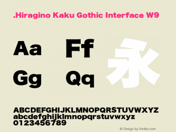 .Hiragino Kaku Gothic Interface W9 13.0d2e7 Font Sample
