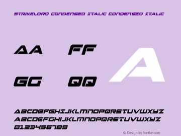Strikelord Condensed Italic Version 3.0; 2017图片样张