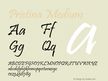 PristinaPlain Version 001.000 Font Sample