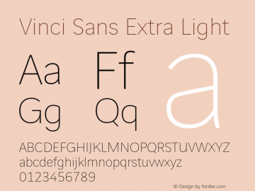 VinciSans-ExtraLight Version 2.000 Font Sample