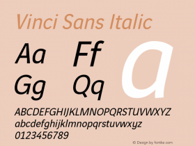 VinciSans-Italic Version 2.000 Font Sample