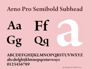 ArnoPro-SmbdSubhead Version 1.010;PS 1.000;hotconv 1.0.50;makeotf.lib2.0.15868 Font Sample