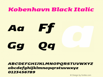 Kobenhavn Black Italic Version 2.00 May 31, 2017 Font Sample