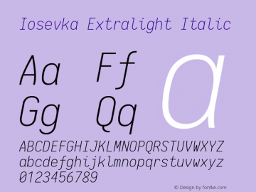 Iosevka Extralight Italic 1.13.2; ttfautohint (v1.6)图片样张