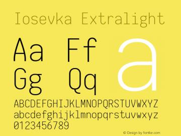 Iosevka Extralight 1.13.2; ttfautohint (v1.6) Font Sample