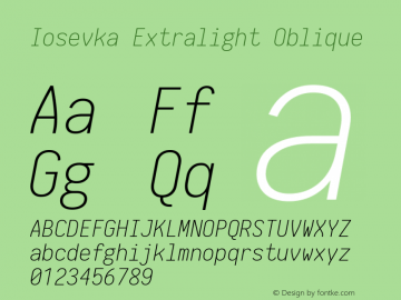 Iosevka Extralight Oblique 1.13.2; ttfautohint (v1.6)图片样张