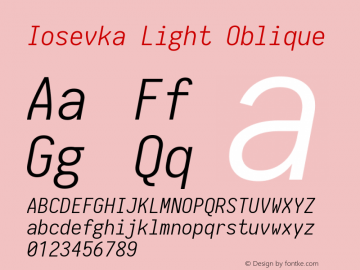 Iosevka Light Oblique 1.13.2; ttfautohint (v1.6) Font Sample