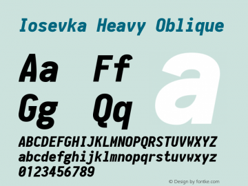 Iosevka Heavy Oblique 1.13.2; ttfautohint (v1.6) Font Sample