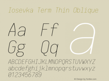 Iosevka Term Thin Oblique 1.13.2; ttfautohint (v1.6)图片样张