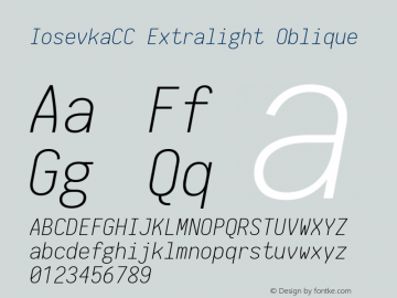 IosevkaCC Extralight Oblique 1.13.2; ttfautohint (v1.6) Font Sample