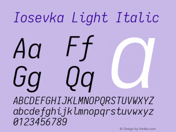 Iosevka Light Italic 1.13.2; ttfautohint (v1.6)图片样张