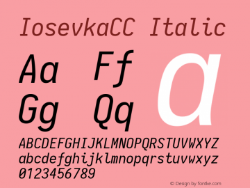 IosevkaCC Italic 1.13.2; ttfautohint (v1.6) Font Sample