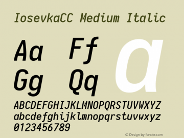 IosevkaCC Medium Italic 1.13.2; ttfautohint (v1.6) Font Sample