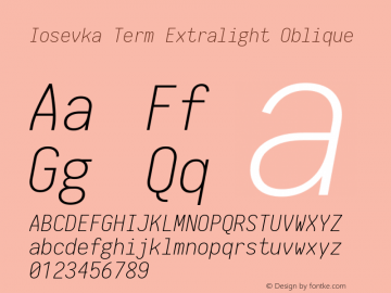 Iosevka Term Extralight Oblique 1.13.2; ttfautohint (v1.6)图片样张