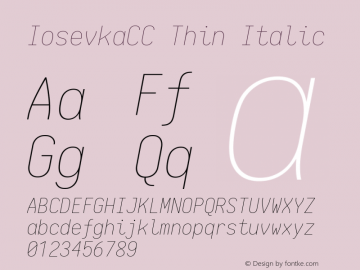 IosevkaCC Thin Italic 1.13.2; ttfautohint (v1.6) Font Sample