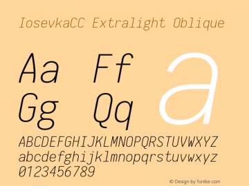IosevkaCC Extralight Oblique 1.13.2; ttfautohint (v1.6) Font Sample