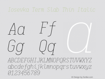 Iosevka Term Slab Thin Italic 1.13.2; ttfautohint (v1.6)图片样张