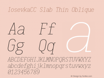 IosevkaCC Slab Thin Oblique 1.13.2; ttfautohint (v1.6) Font Sample