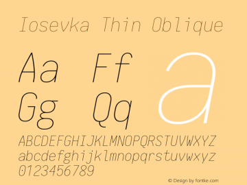 Iosevka Thin Oblique 1.13.2; ttfautohint (v1.6)图片样张