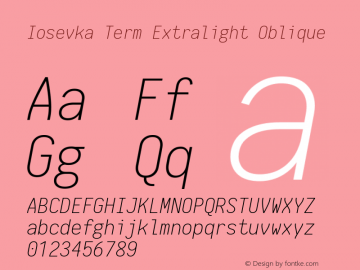 Iosevka Term Extralight Oblique 1.13.2; ttfautohint (v1.6)图片样张