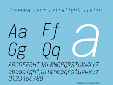 Iosevka Term Extralight Italic 1.13.2; ttfautohint (v1.6)图片样张