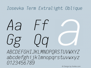 Iosevka Term Extralight Oblique 1.13.2; ttfautohint (v1.6)图片样张