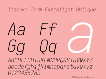 Iosevka Term Extralight Oblique 1.13.2; ttfautohint (v1.6)图片样张