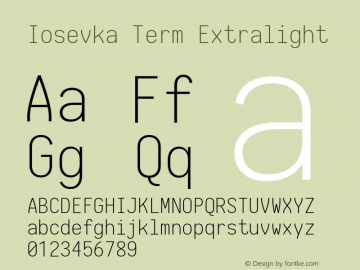 Iosevka Term Extralight 1.13.2; ttfautohint (v1.6)图片样张