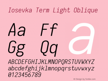 Iosevka Term Light Oblique 1.13.2; ttfautohint (v1.6)图片样张