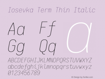 Iosevka Term Thin Italic 1.13.2; ttfautohint (v1.6)图片样张