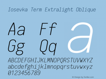 Iosevka Term Extralight Oblique 1.13.2; ttfautohint (v1.6)图片样张