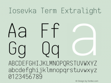 Iosevka Term Extralight 1.13.2; ttfautohint (v1.6)图片样张