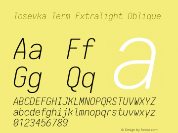 Iosevka Term Extralight Oblique 1.13.2; ttfautohint (v1.6)图片样张