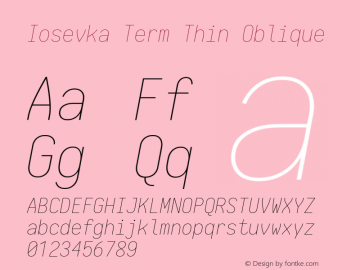 Iosevka Term Thin Oblique 1.13.2; ttfautohint (v1.6)图片样张