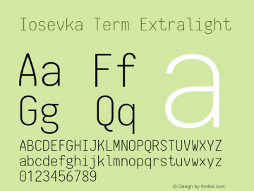 Iosevka Term Extralight 1.13.2; ttfautohint (v1.6)图片样张