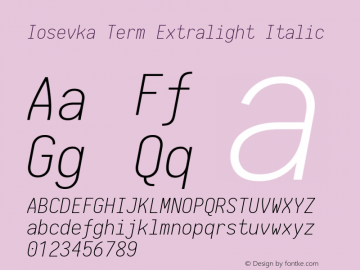 Iosevka Term Extralight Italic 1.13.2; ttfautohint (v1.6)图片样张