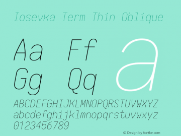 Iosevka Term Thin Oblique 1.13.2; ttfautohint (v1.6)图片样张