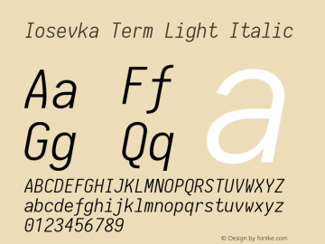 Iosevka Term Light Italic 1.13.2; ttfautohint (v1.6)图片样张