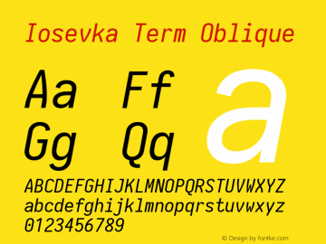 Iosevka Term Oblique 1.13.2; ttfautohint (v1.6)图片样张