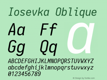 Iosevka Oblique 1.13.2; ttfautohint (v1.6)图片样张