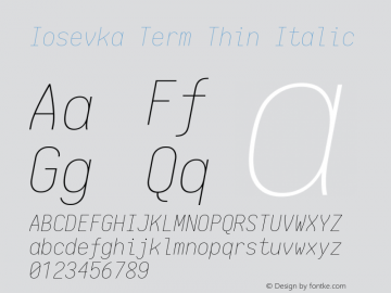 Iosevka Term Thin Italic 1.13.2; ttfautohint (v1.6)图片样张