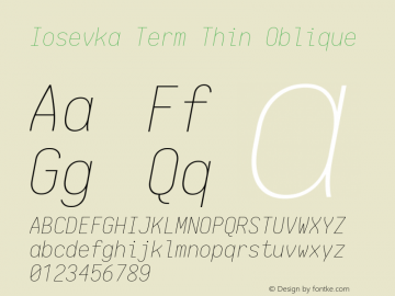 Iosevka Term Thin Oblique 1.13.2; ttfautohint (v1.6)图片样张